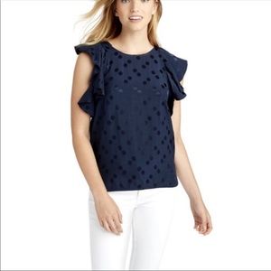 Vineyard Vines Polka Dot Flutter Sleeve Top